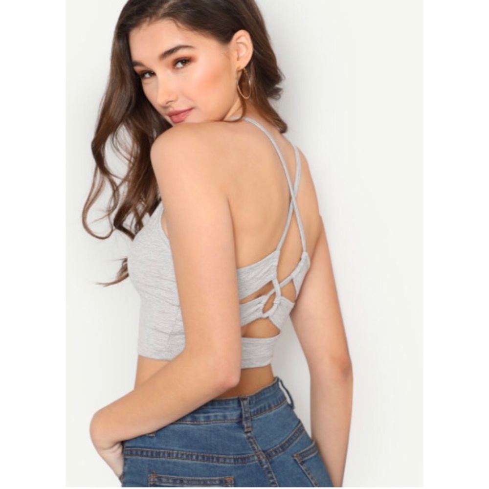 Daisy Criss Cross Crop Top in Gray